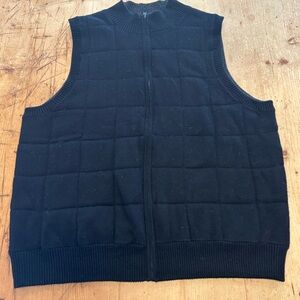 100% Cashmere Men’s Size XXL Vest Reversible Black Grey Puffer Quilted Preppy
